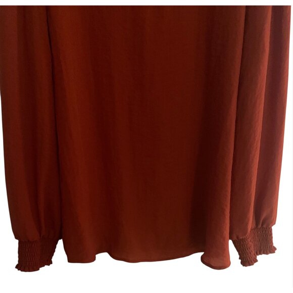 LOFT Rust Orange Lightweight Smocked Cuff Sleeves Women's Career Blouse NWT XL - Picture 7 of 10